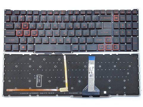 Клавіатура для ноутбуків ACER Nitro 5 AN515-45 / AN515-55 / AN515-56 / AN515-57 / AN517-41 / AN517-53, N20C1 &mdash; чорна RU, без рамки, з червоною підсвіткою 108840 фото