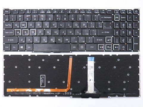 Клавіатура для ноутбуків ACER Nitro 5 AN515-46 / AN515-56 / AN515-57 / AN515-58 / AN517-41 / AN517-54 / AN517-55 / AN517-56 / AN715-51 &mdash; чорна RU-розкладка, без рамки, з RGB-підсвіткою 108841 фото