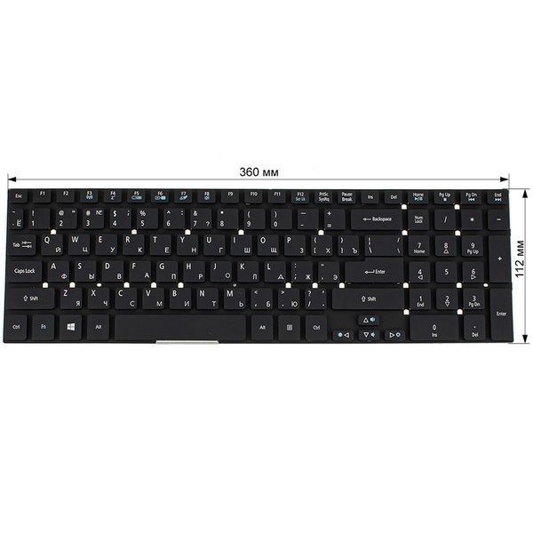 Клавіатура для ноутбуків Acer AS: 5755, 5830, E1-522, E1-532, E1-731, V3-551, V3-731 &mdash; RU-розкладка, чорна, без рамки 106794 фото