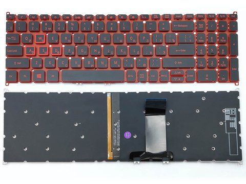 Клавіатура для ноутбуків ACER SP515-51 / SP515-51N / SP515-51GN та Nitro NP515-51 &mdash; чорна, RU-розкладка, червона підсвітка 108925 фото