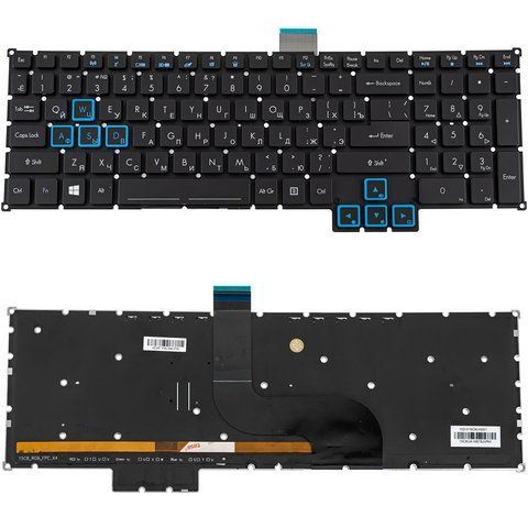 Клавіатура для ноутбука ACER Predator PH517-52 &mdash; чорна, без рамки, розкладка RU, RGB-підсвітка клавіш 107645 фото