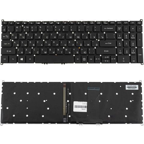 Клавіатура для ноутбука ACER Aspire 3 A317-53 (AS: A317-53), чорна, без рамки, з підсвічуванням клавіш, розкладка RU 107650 фото