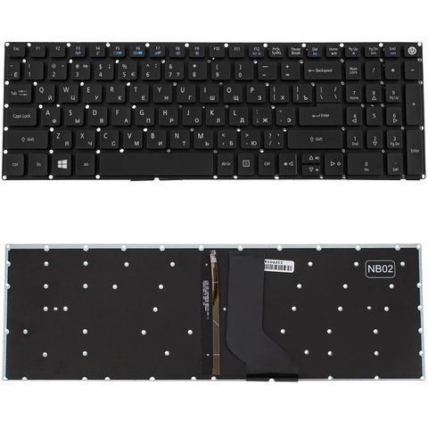 Клавіатура для ноутбука Acer E5-522 / E5-573, чорна, без рамки, розкладка RU, з підсвіткою клавіш 110022 фото