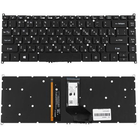 Клавіатура для ноутбука ACER TravelMate P614-53, P414-53 &mdash; чорна, без рамки, з підсвіткою клавіш, RU-розкладка 107652 фото
