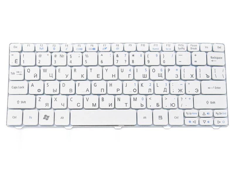 Клавіатура для ноутбука ACER Aspire ONE 521 / 522 / 532 / 533 / D255 / D257 / D260 / D270 &mdash; RU розкладка, біла 110333 фото