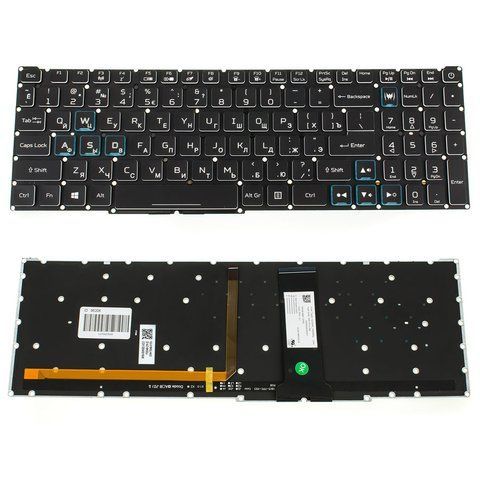 Клавіатура для ноутбука Acer Nitro AN515-54, чорна, розкладка RU, без рамки, RGB-підсвічування клавіш, Original 107199 фото