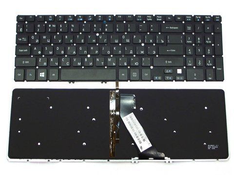 Клавіатура з підсвіткою для ACER Aspire V5-571, M3-581, M5-581, V5-531, V5-531G, V5-551, V5-551G, V5-571G &mdash; чорна, RU-розкладка, без рамки, Original 110352 фото