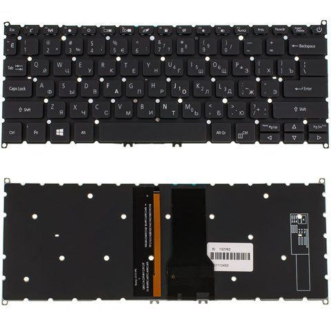 Клавіатура для ноутбука Acer (AS: SF314-54), чорна, без рамки, з підсвіткою клавіш, розкладка RU 107492 фото