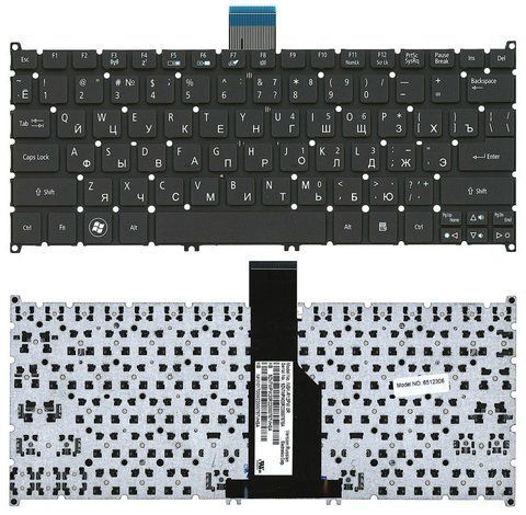 Клавіатура для ноутбука Acer Aspire S3 / Aspire One 725 756 AO725 AO756, чорна, без рамки, RU-розкладка 107765 фото