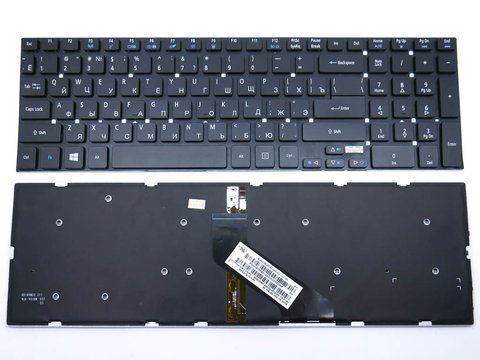 Клавіатура з підсвіткою для ноутбуків ACER Aspire 5830, 5830G, 5830T, 5755G, E1-522, E1-530G, E1-532, E1-731, V3-531, V3-551G, V3-571G &mdash; чорна, RU, Backlit 110424 фото