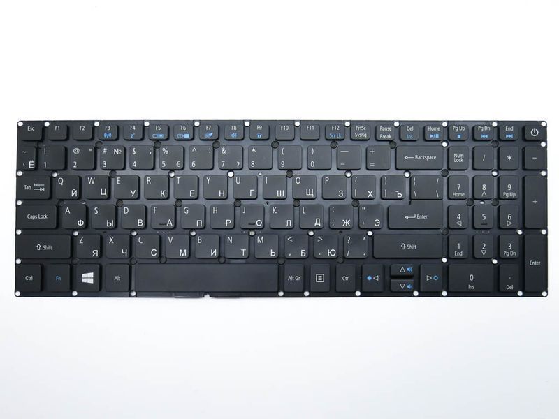 Клавіатура з підсвіткою для ноутбуків ACER Aspire E5-522, E5-573, E5-573T, E5-573G, E5-532G, E5-722, E5-772, V3-574G, A315, A515 &mdash; чорна, без рамки 110427 фото