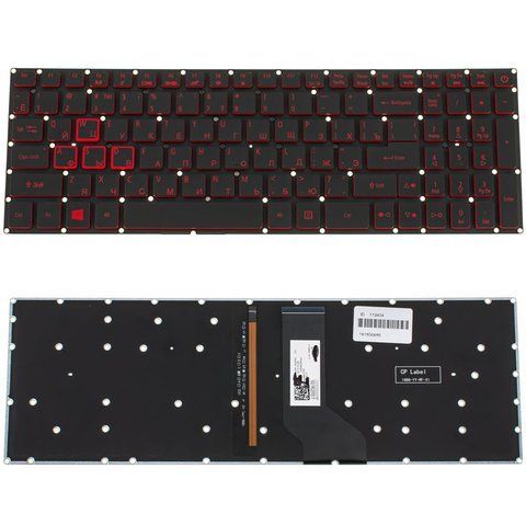 Клавіатура для ноутбука Acer Nitro AN515-41 &mdash; чорна, без рамки, з підсвіткою клавіш, розкладка RU (Original) 107327 фото