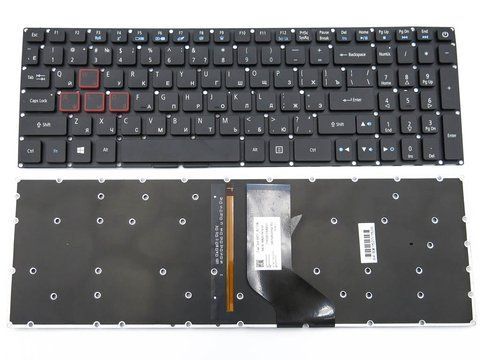 Клавіатура для Acer Aspire VX5-591G/VX5-793/VN7-593/VN7-593G/VN7-793G, Predator Helios G3-571/G3-572/PH315-51, RU Black з підсвіткою Original 123566 фото