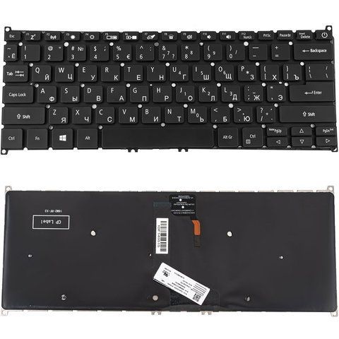 Клавіатура для ноутбука Acer Swift SF514-56, чорна, без рамки, з підсввіткою клавіш, розкладка RU (Original) 107358 фото