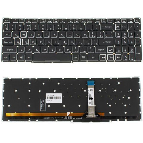 Клавіатура для ноутбука ACER Nitro AN517-55 &mdash; чорна, без рамки, RGB-підсвітка клавіш, розкладка RUS (Original) 107411 фото