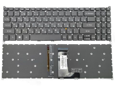Клавіатура для Acer Aspire A515-53/52/54/55/56/44/45/46, A315-42/55 RU, чорна, без рамки, з підсвіткою Original 123569 фото