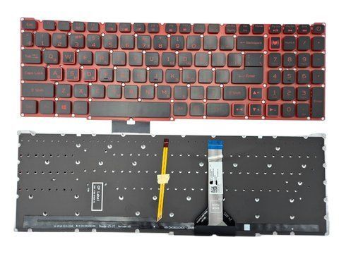Клавіатура для Acer Predator Helios PH315-53/PH315-54/PH317-54 N20C3, RU, чорна, з підсвіткою, шлейф 16 мм 125430 фото