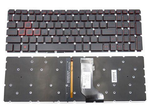 Клавіатура з підсвіткою для ACER Nitro 5 AN515-41, AN515-42, AN515-51, AN515-52, AN515-53 &mdash; чорна, RU розкладка, червоні літери 108759 фото