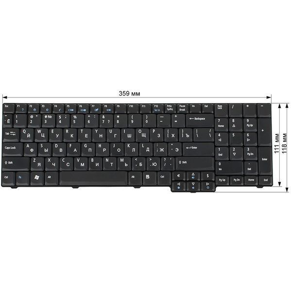 Клавіатура для ноутбука Acer (AS: 6530, 6930, 7000, 9300, TM: 5100, 7320, EX: 5235, 7220, eMachines E528), розкладка RU, чорна 106745 фото