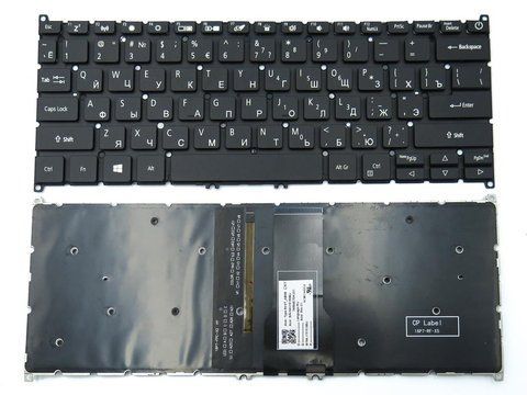 Клавіатура з підсвіткою для ноутбуків ACER Swift SF114-34, SF314-41, SF314-52, SF314-53, SF314-54, SF314-55, SF314-56, SF514-51, версія 1 &mdash; RU Black 108821 фото