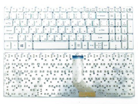 Клавіатура для ноутбуків ACER Aspire E5-522 / E5-573 / E5-573T / E5-573G / E5-532G / E5-722 / E5-772, V3-574G, A315 / A515 / A715, ES1-523 &mdash; біла, RU-розкладка, без рамки 108837 фото